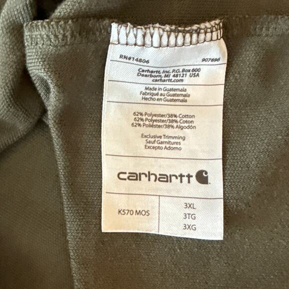 Carhartt Mens Loose Fit Midweight Short Sleeve Button-Down Polo Shirt Size 3XL - Picture 4 of 8